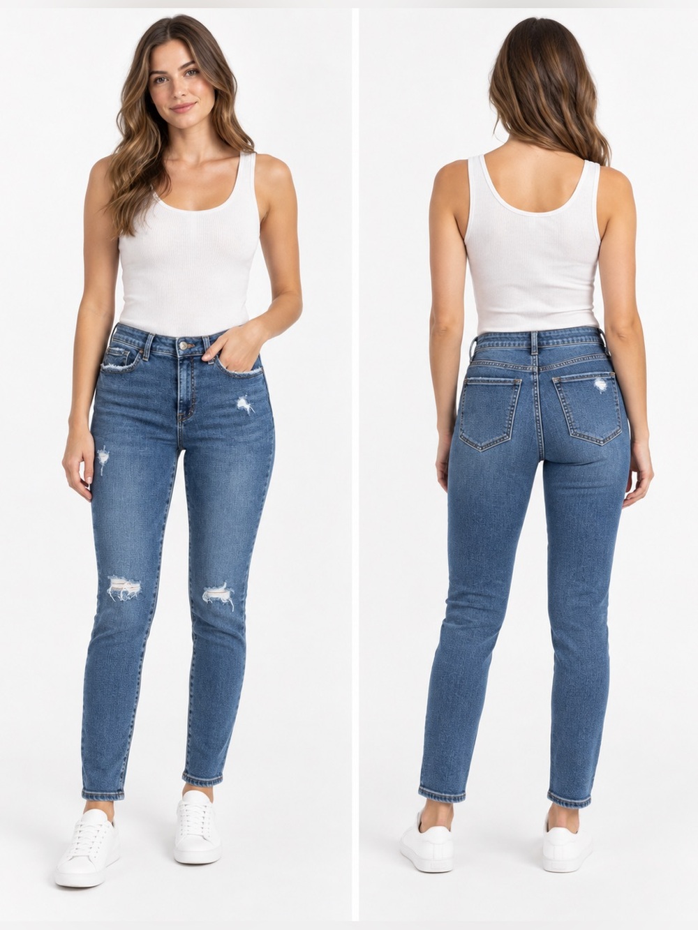 Pistola Size 29 Distressed Skinny Jeans Medium Wash High Rise Denim 28” Inseam
